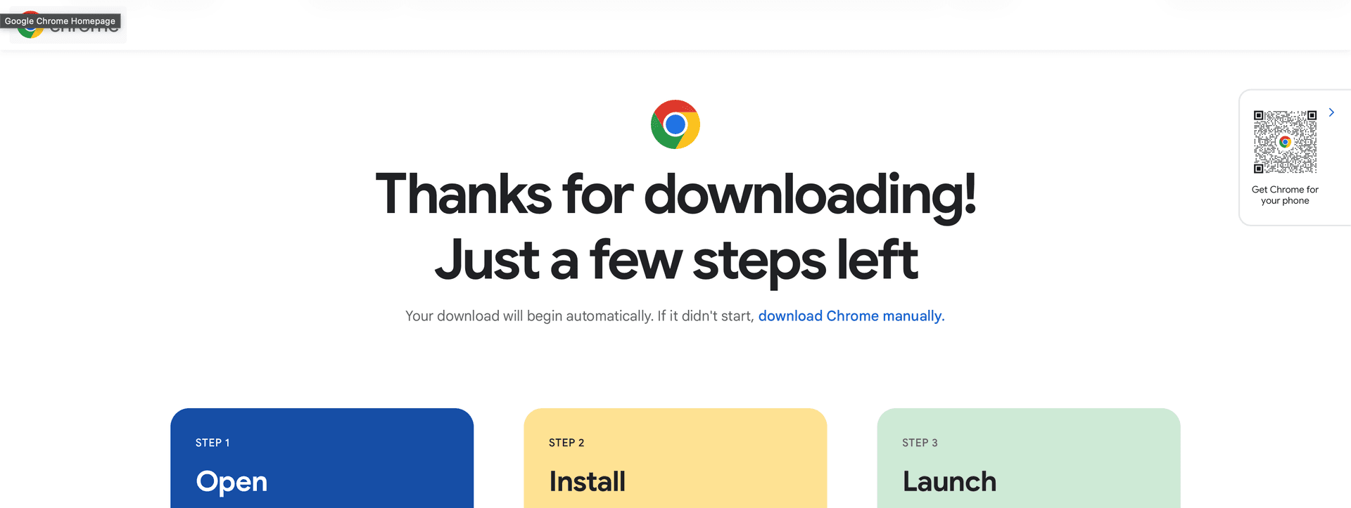 Screenshot from website where you download google chrome