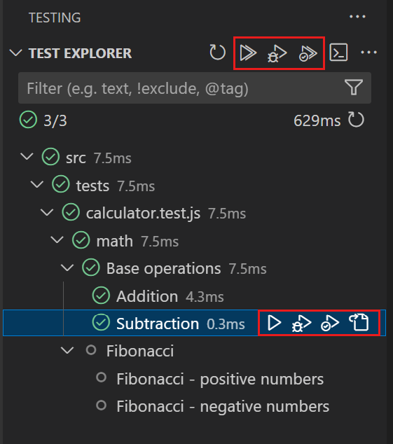 VSCode test explorer